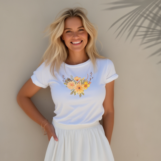 Golden Bloom Tee - Sunlit Beauty In Every Petal